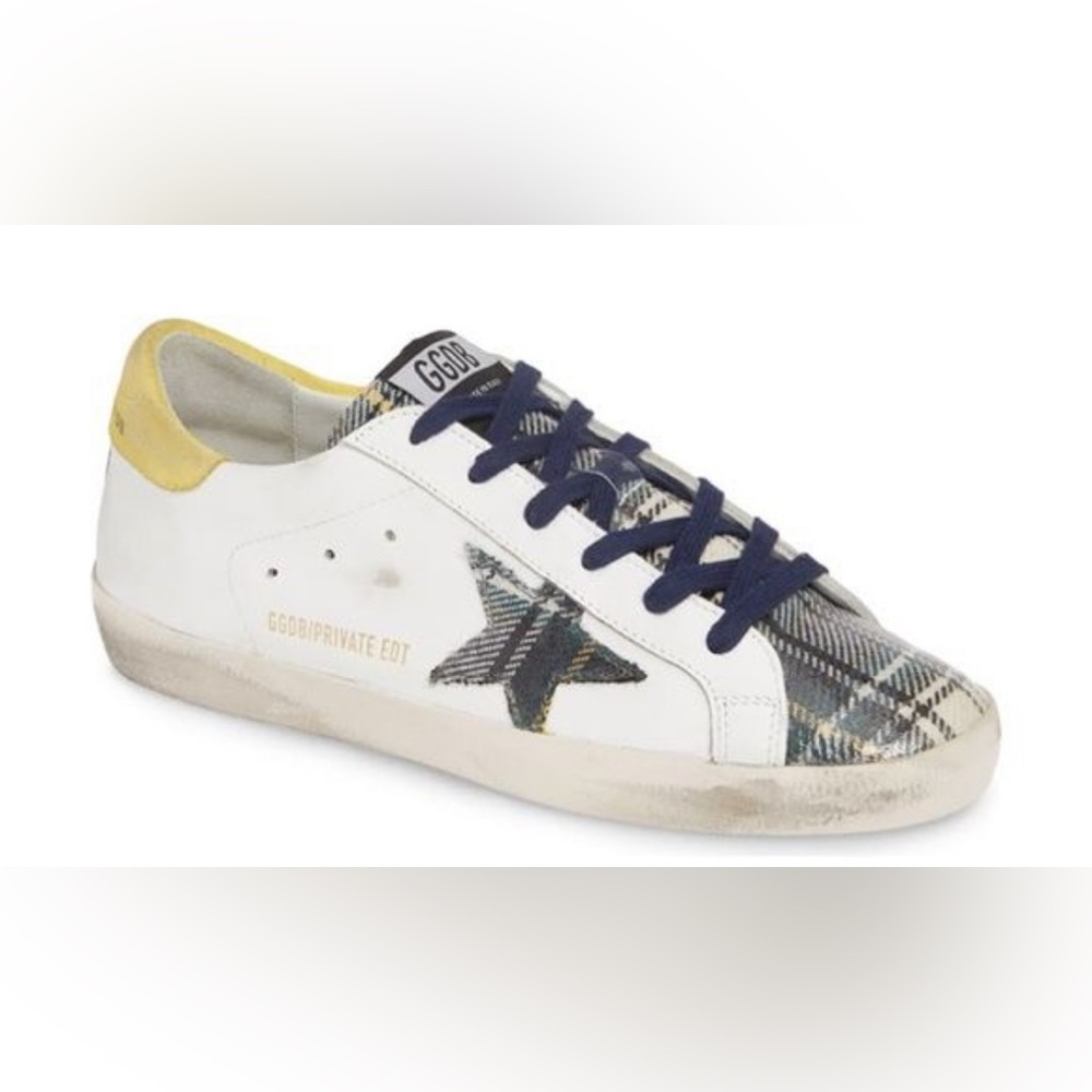 GOLDEN GOOSE GREEN PLAID SNEAKERS